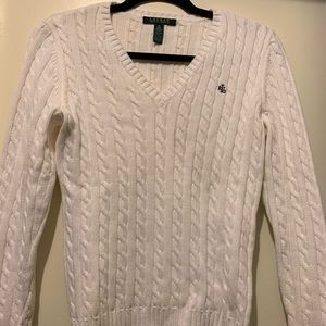 Lauren Ralph Lauren Cable Knit V-neck Sweater